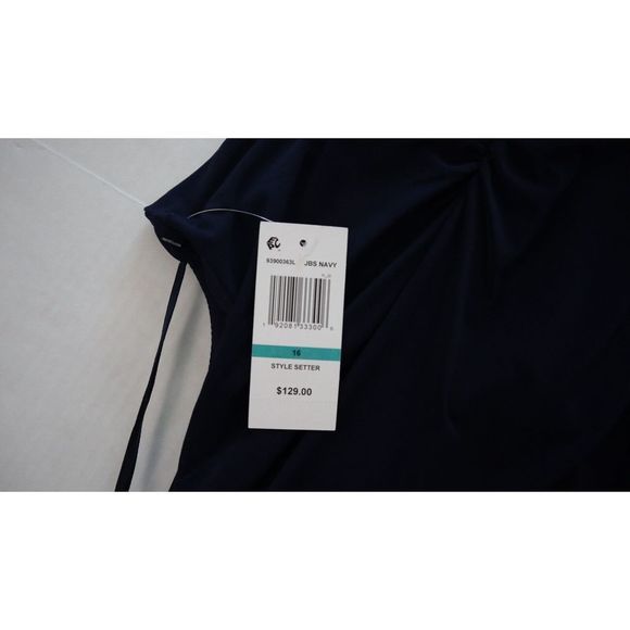 MSK 93900363L Sz 16 Navy Style Setter Embellished Front-Slit Evening Gown $129 - Picture 9 of 12